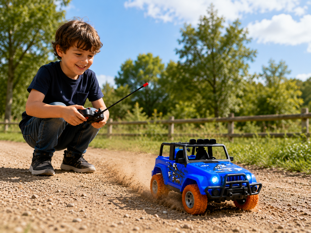 Extreme Sport Car - RC Car - Blue - Rechargeable Battery + USB Charger