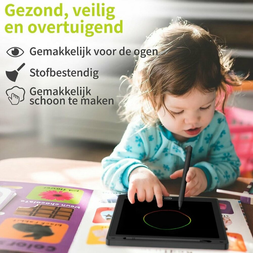 LCD Schrijfbord 10 Inch &ndash; Digitaal Tekenbord voor Kinderen met Stylus en incl. batterij - Tekentablet - Zwart