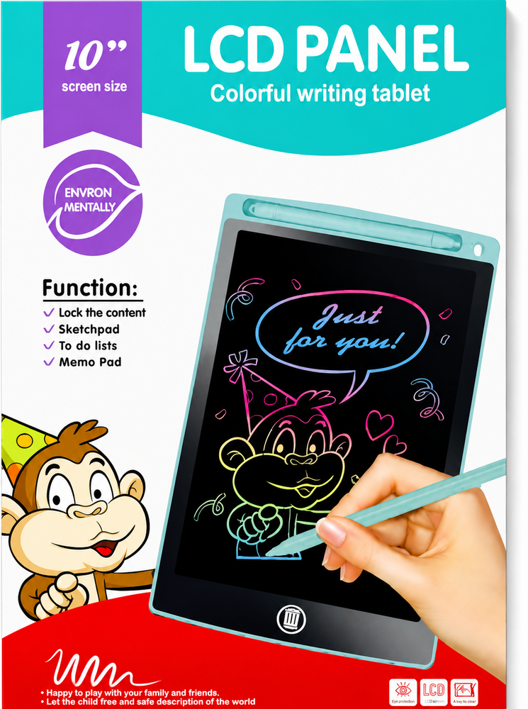 LCD Schrijfbord 10 Inch &ndash; Digitaal Tekenbord voor Kinderen met Stylus en incl. batterij - Tekentablet - Donker blauw