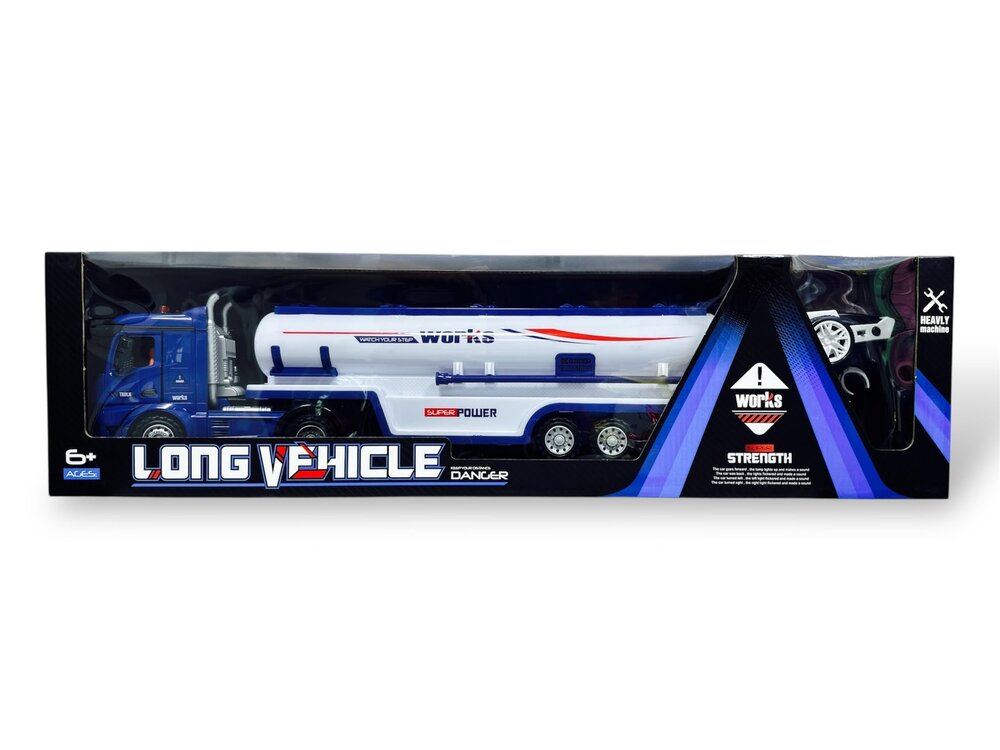RC Long Vehicle Truck - XXL afstand bestuurbaar Tankwagen met Verlichting, Geluid en Afneembare Tanktrailer &ndash; 55 cm
