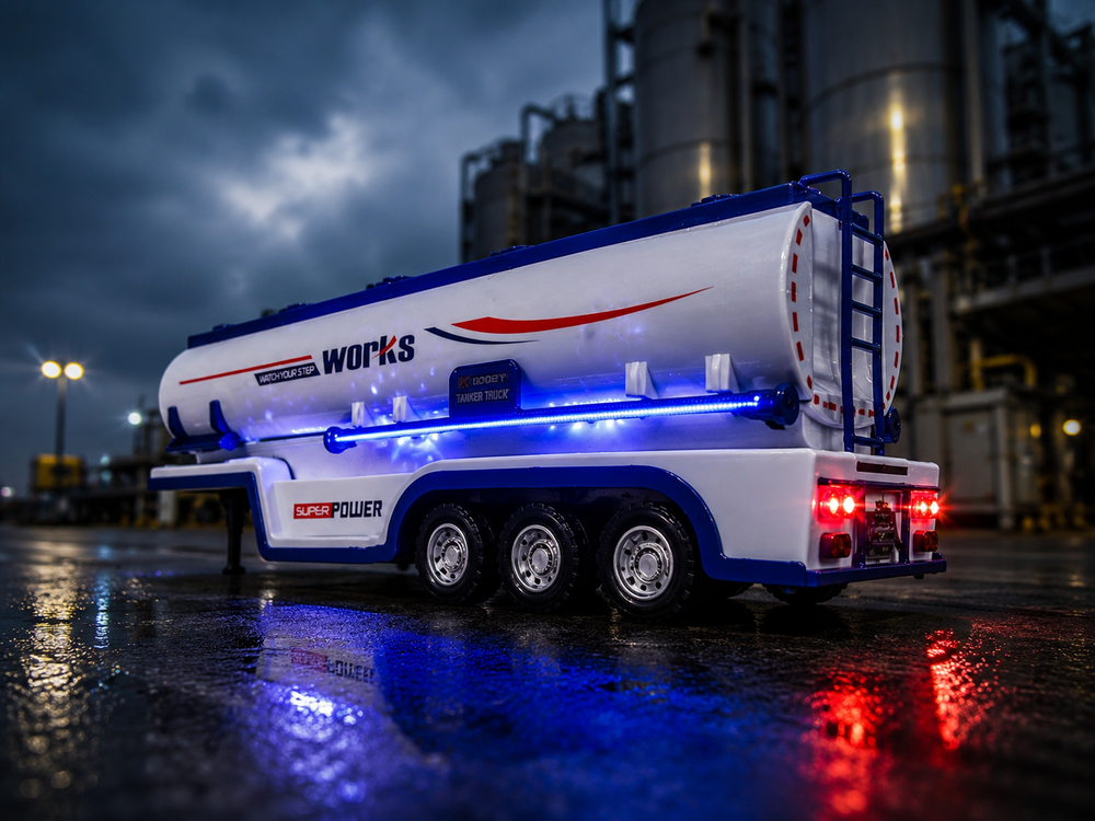RC Long Vehicle Truck - XXL afstand bestuurbaar Tankwagen met Verlichting, Geluid en Afneembare Tanktrailer &ndash; 55 cm
