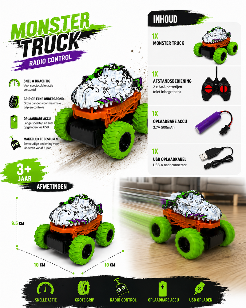 BEAST of PREY RC CAR - Mini Bestuurbare Race Auto - Oplaadbaar + USB 
