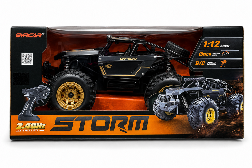 SYRCAR&reg; - Monster Storm Rc Car - 2.4ghz - 15KM/H - Metal Body - 1:12