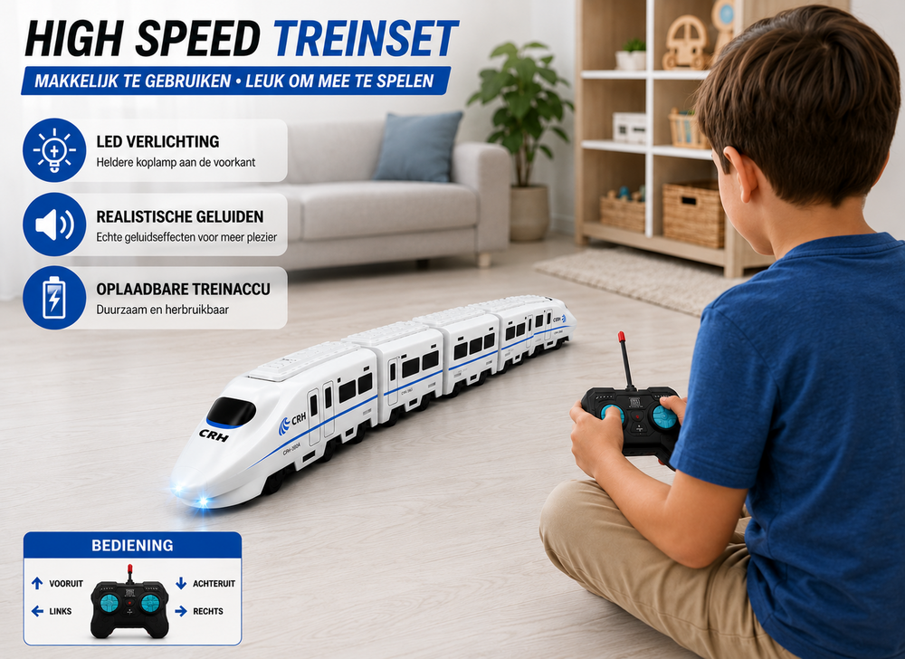 RC Bullet Train - Afstand bestuurbaar trein - met trein geluid en led licht - Oplaadbaar