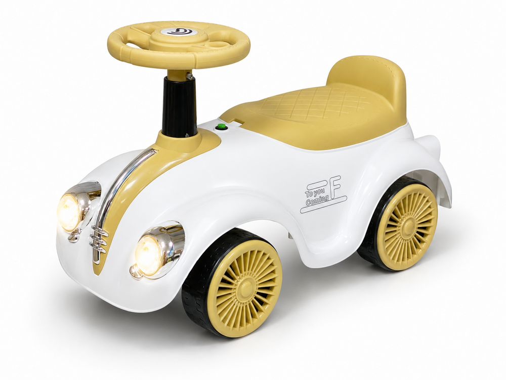Classic Luxury Retro Car - Loopauto 55CM - Wit - muziek &amp; lichtjes