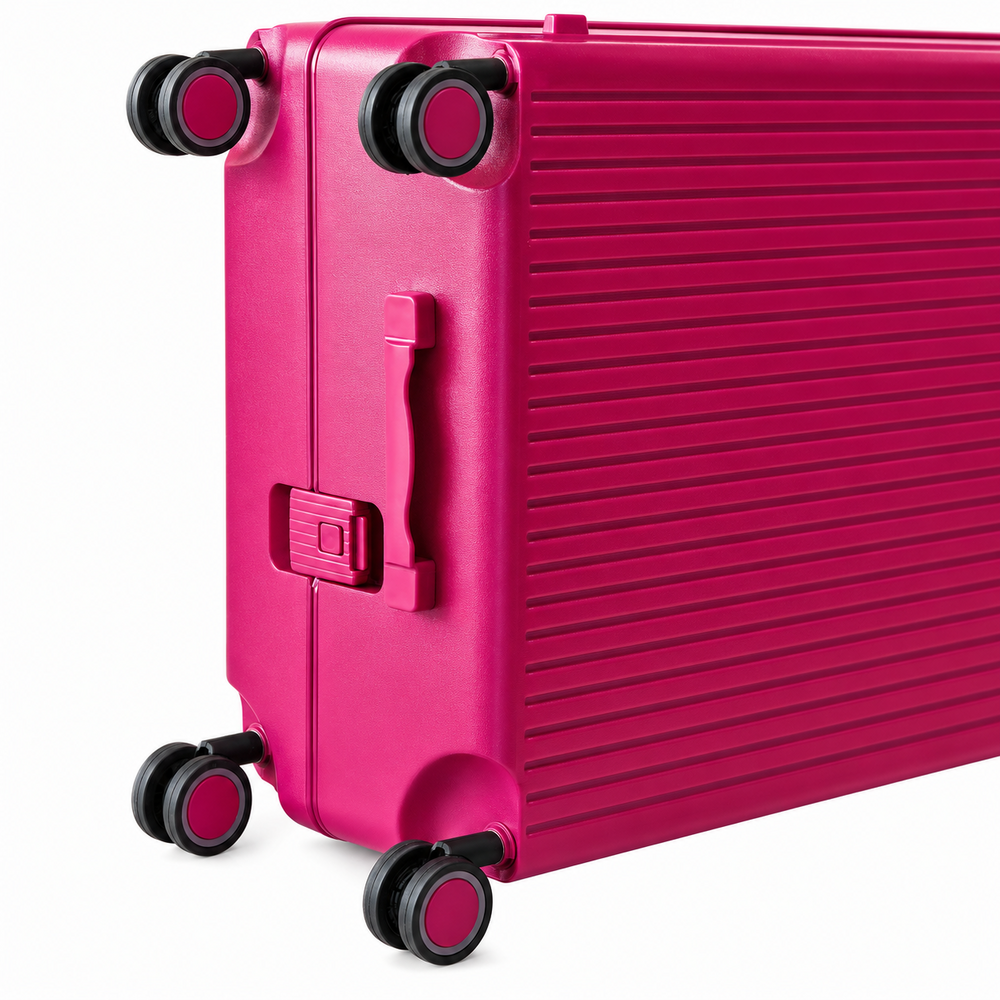 Suitcase set Dark pink Hardcase - 3 pieces - TSA Lock - wide handle Bubule