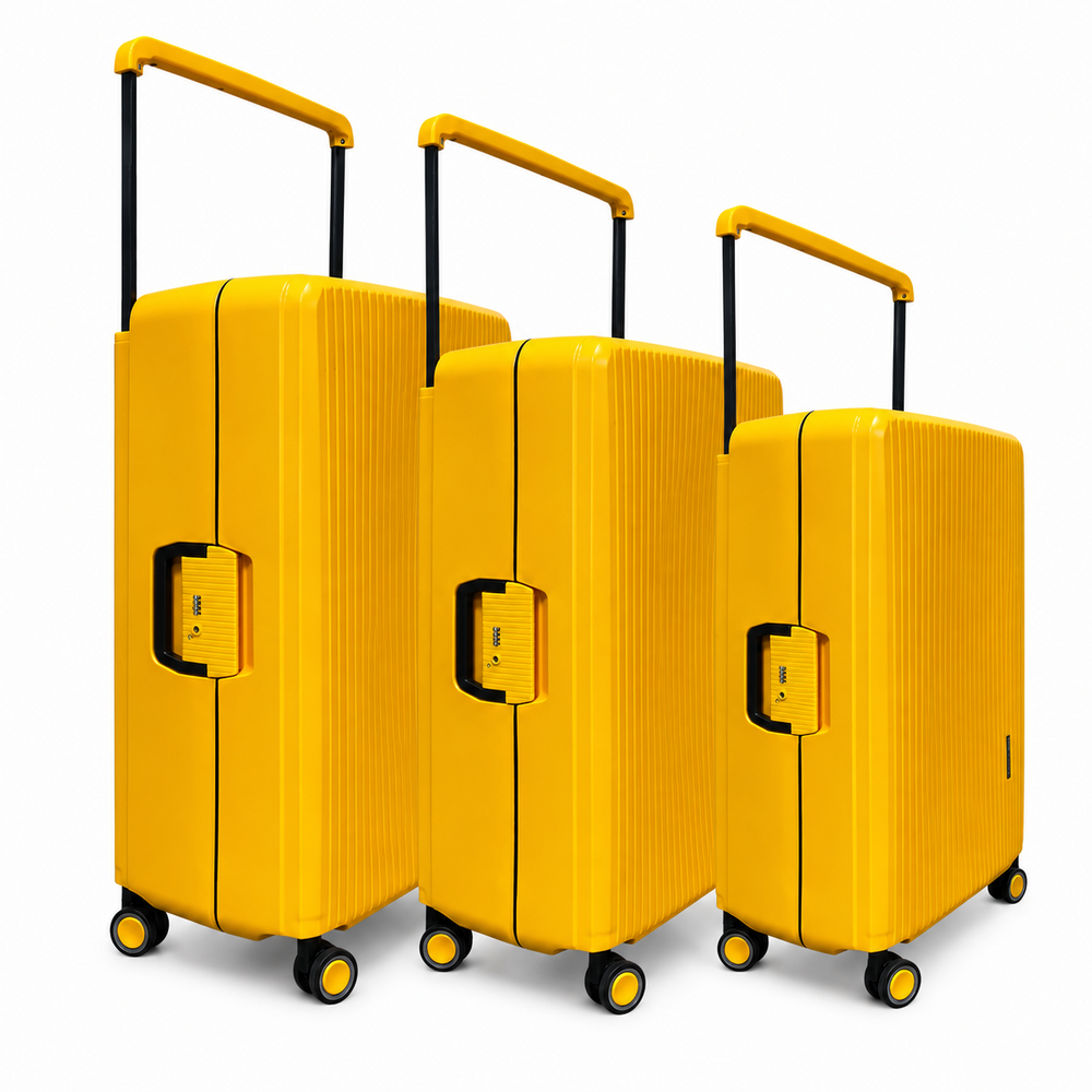Bubule harde koffers Oranje - set 3 stuks - TSA Slot - brede handgreep - Hardcase 