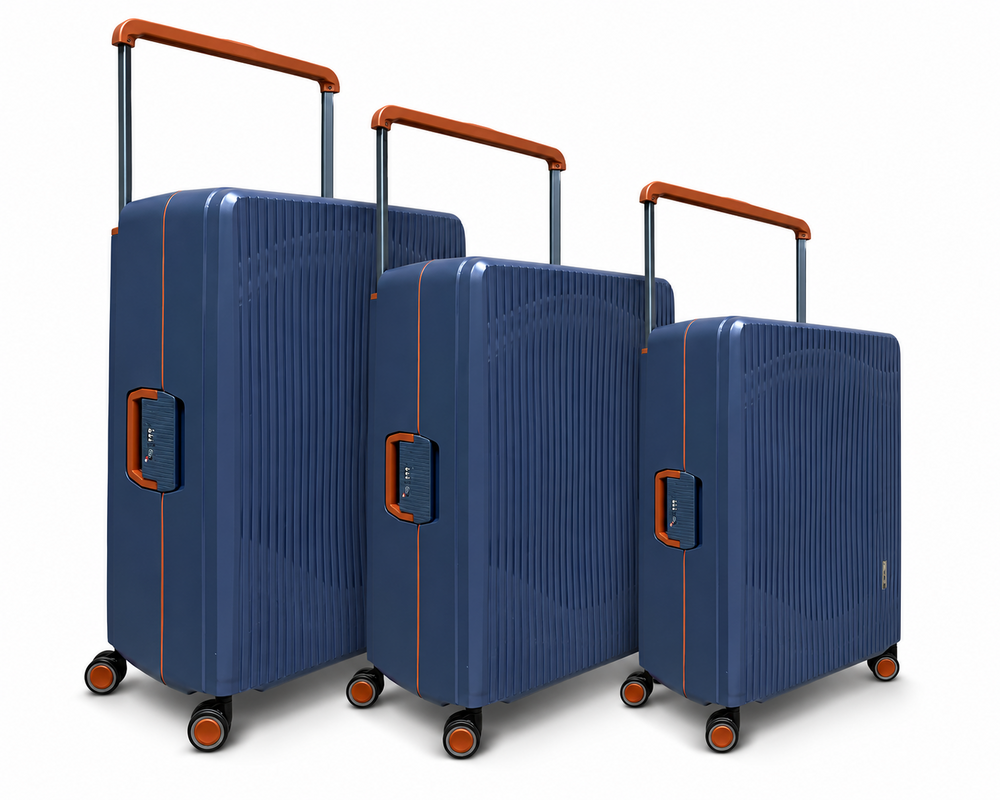 Bubule Hardcase suitcase set steel blue - 3 pieces - TSA lock - wide handle