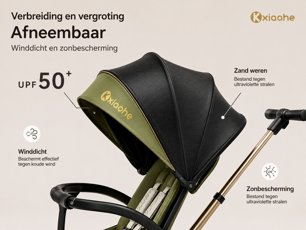 Kinderwagen Kxiaohe  K3 Buggy - Luxe, Lichtgewicht &amp; Inklapbare vanaf 6 maanden - Zwart Groen