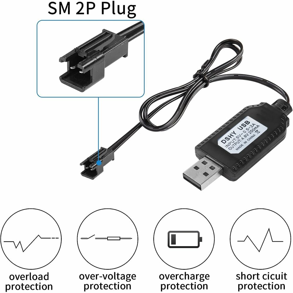 Oplaadkabel - USB Oplader 5V 0.5-2A - USB Charger - output 4.8v 250ma