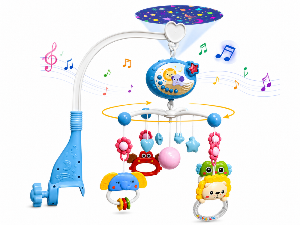 IBI-IRN Muzikale Baby Mobiel met Projector, Muziek &amp; 360&deg; Rotatie en Timer