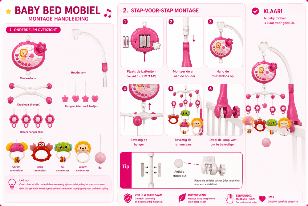 IBI-IRN Muzikale Baby Mobiel met Projector - Muziek &amp; 360&deg; Rotatie en Timer