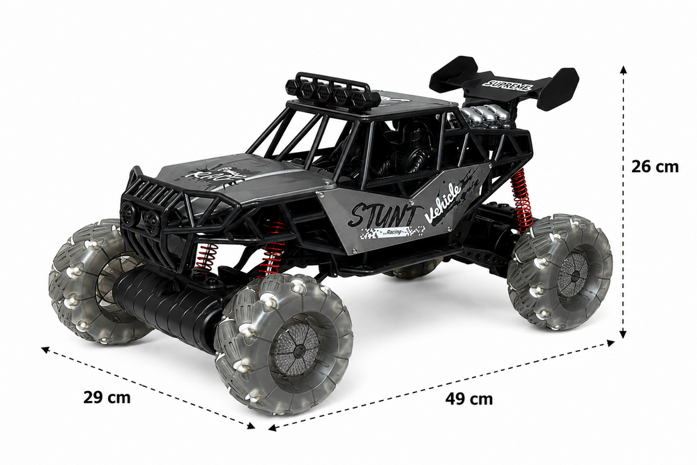 MAX DRIVE RC Monstertruck 1/8 XXL met 360&deg; Drift, Rookfunctie, LED - 2.4GHZ - Omni Wielen