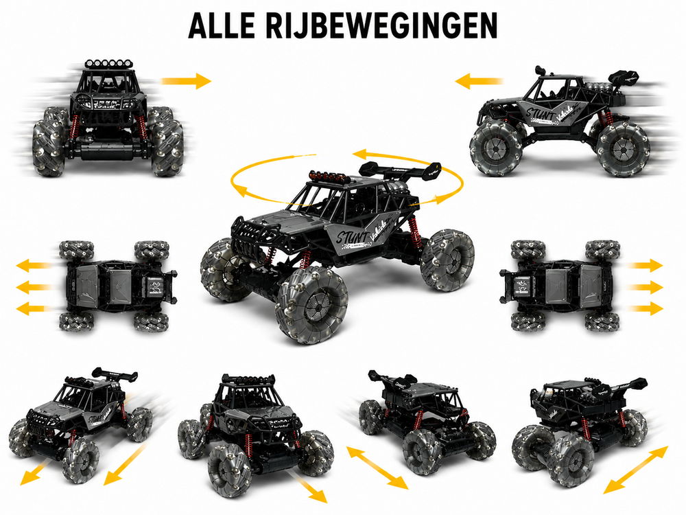 MAX DRIVE RC Monstertruck 1/8 XXL met 360&deg; Drift, Rookfunctie, LED - 2.4GHZ - Omni Wielen