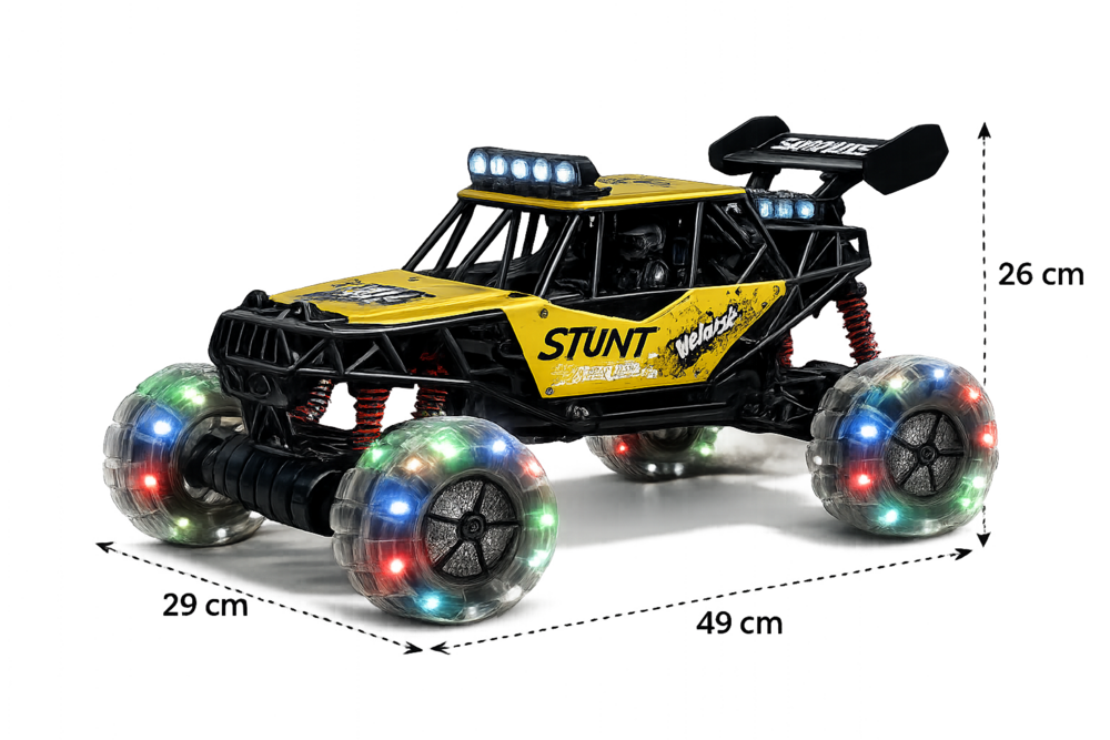 MAX DRIVE RC Monstertruck 1:8 XXL met 360&deg; Drift, Rookfunctie, LED - 2.4GHZ - Omni Wielen