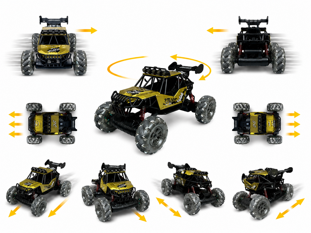 MAX DRIVE RC Monstertruck 1:8 XXL met 360&deg; Drift, Rookfunctie, LED - 2.4GHZ - Omni Wielen