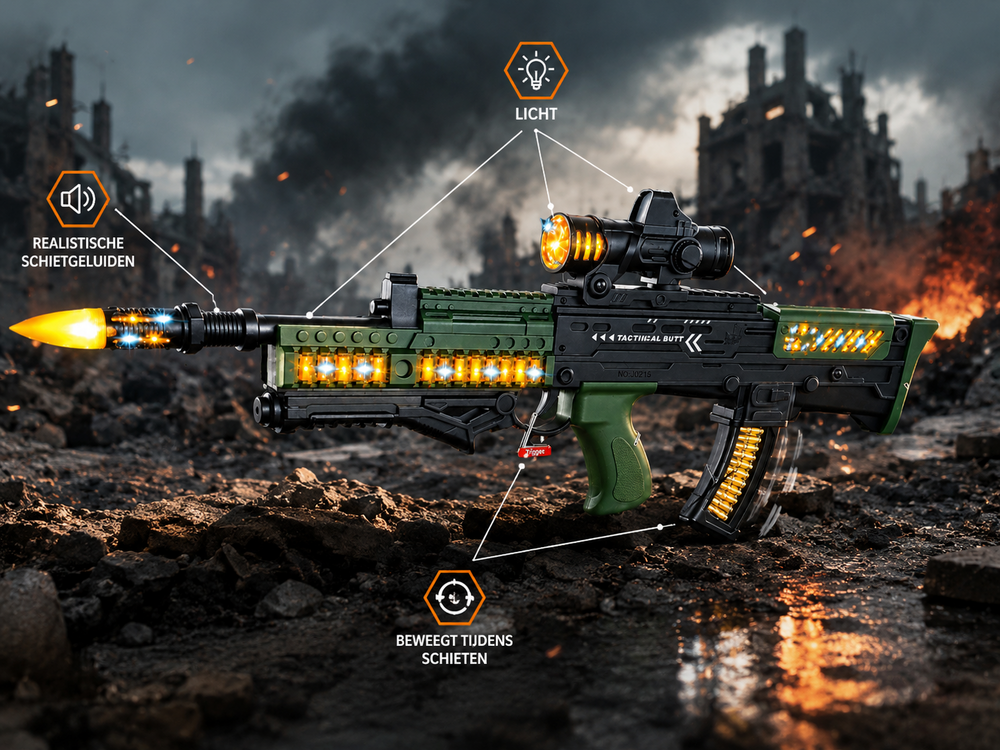 Assault Sound Rifle - met 3D licht en geluid - tril effect - bewegende kogelriem - 60CM