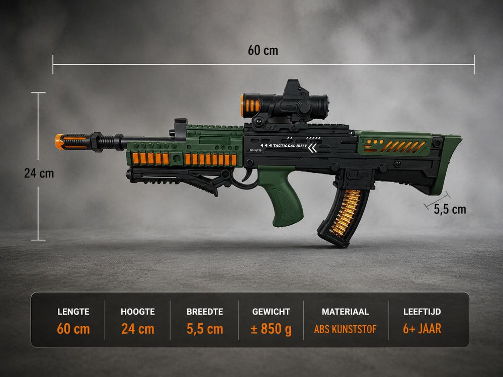 Assault Sound Rifle - met 3D licht en geluid - tril effect - bewegende kogelriem - 60CM