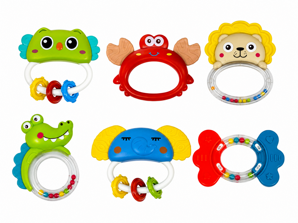 IBI-IRN - Baby Handbel rammelaar bijtring set van 6 stuks
