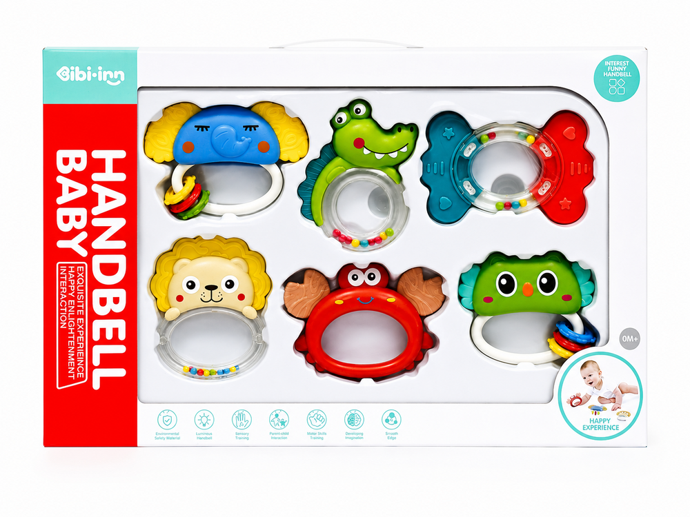 IBI-IRN - Baby Handbel rammelaar bijtring set van 6 stuks