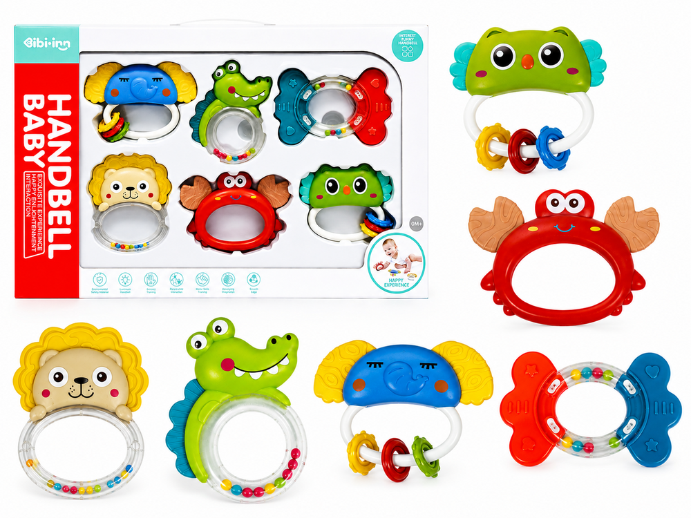 IBI-IRN - Baby Handbel rammelaar bijtring set van 6 stuks