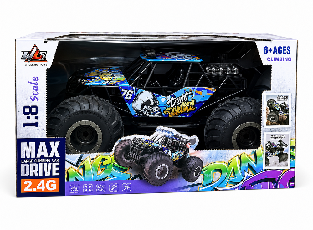 RC Monster Truck 1:8 with LED lighting, smoke machine and 2.4 GHz motor, 46 cm