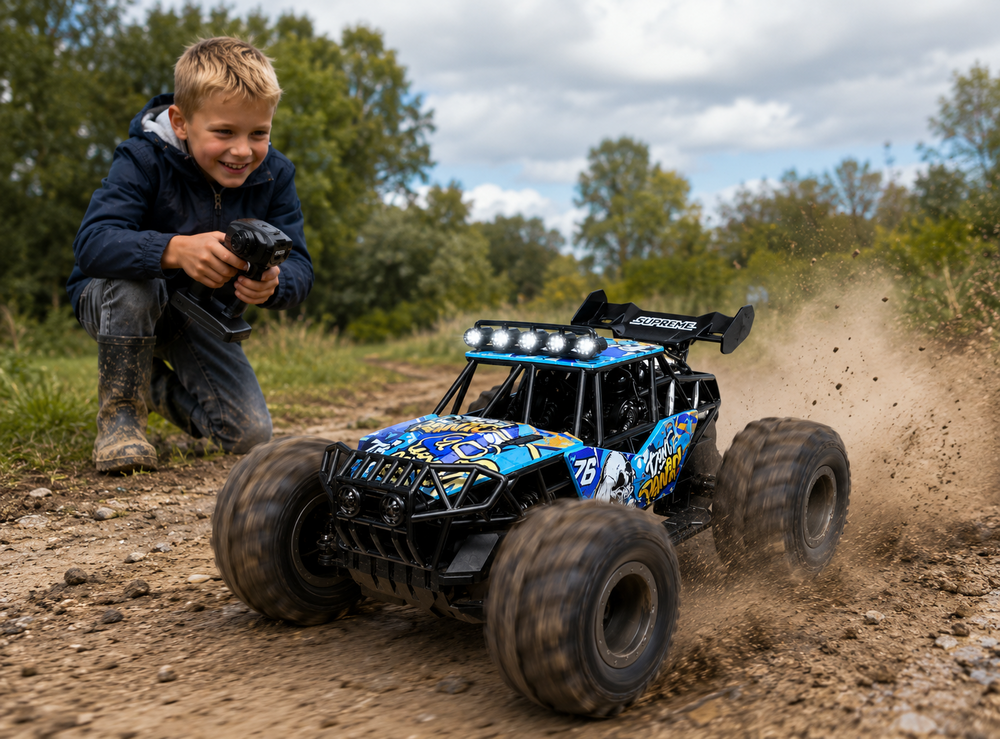 RC Monster Truck 1:8 with LED lighting, smoke machine and 2.4 GHz motor, 46 cm