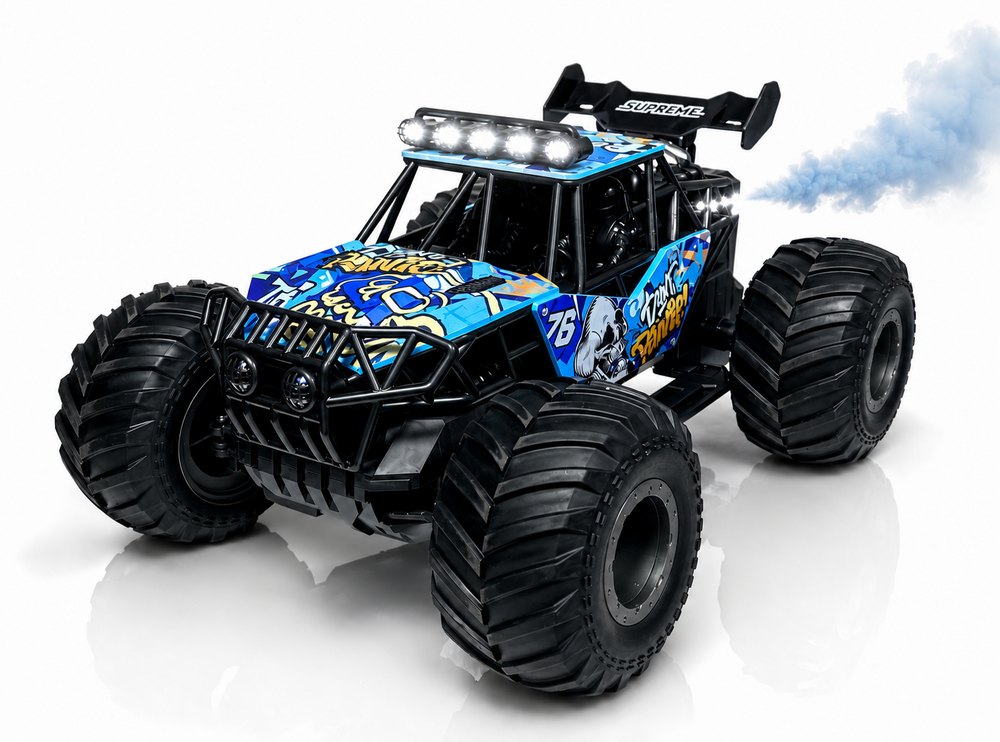 RC Monster Truck 1:8 with LED lighting, smoke machine and 2.4 GHz motor, 46 cm