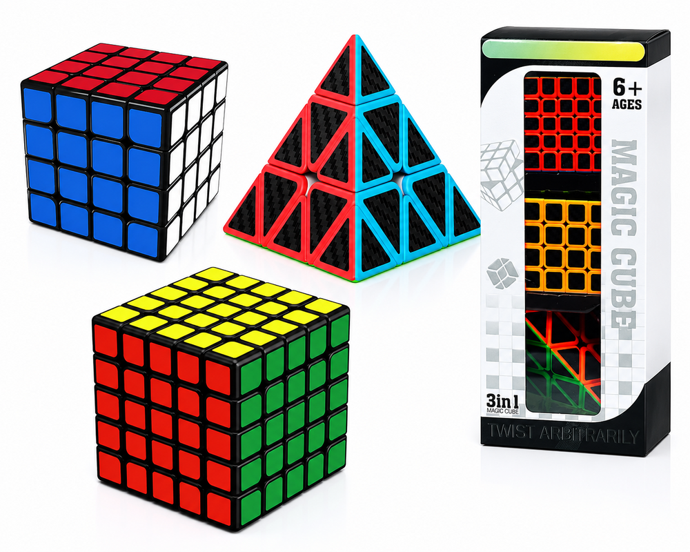 MAGIC CUBE - 3in1 Set - 5x5 kubus - 4x4 kubus - Pyraminx - Breinbreker