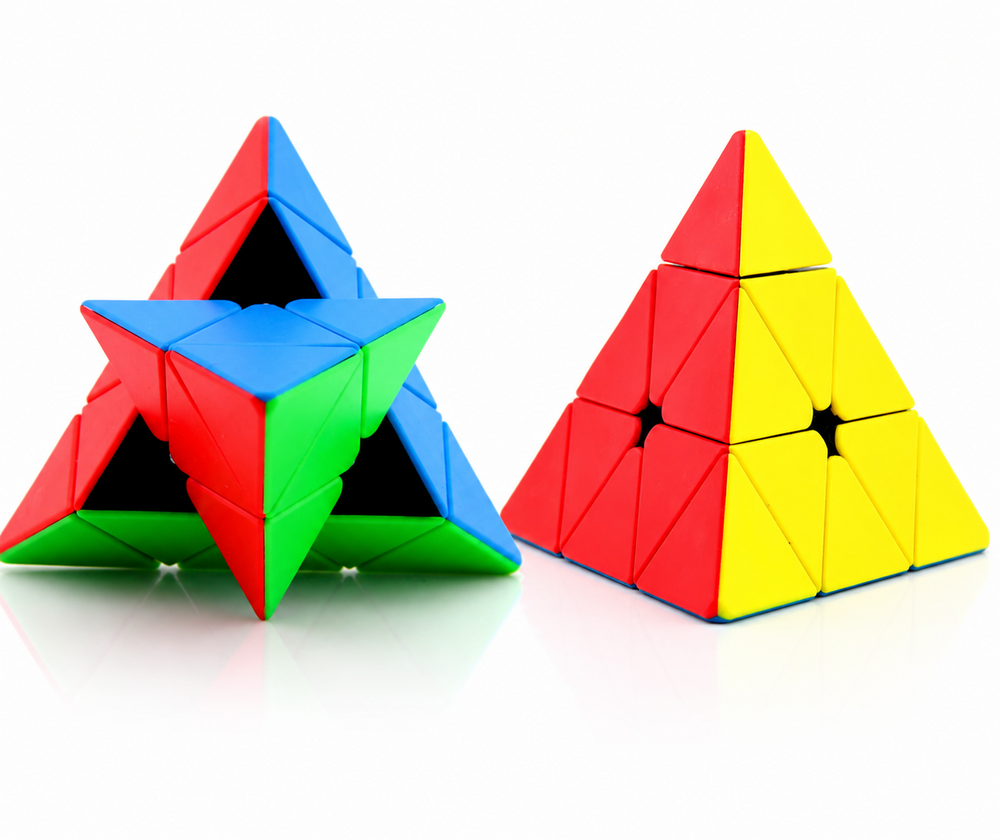 MAGIC CUBE 3-in-1 Puzzle Set Stickerless &ndash; 3x3, 5x5 &amp; Pyraminx Brain Game from 6 years