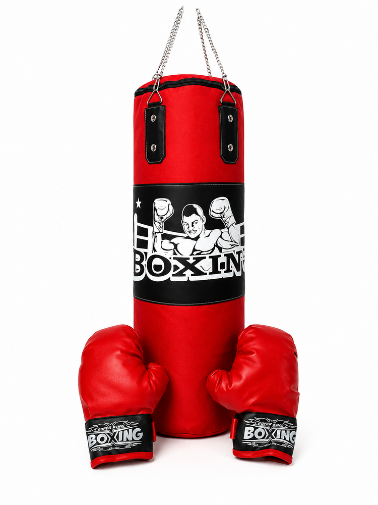 Kids Punching Bag Set with Boxing Gloves &ndash; Red/Black