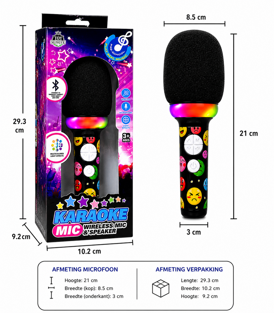 Karaoke Microfoon voor Kinderen met Speaker, LED Verlichting - Bluetooth - Voice Changer &amp; Oplaadbaar