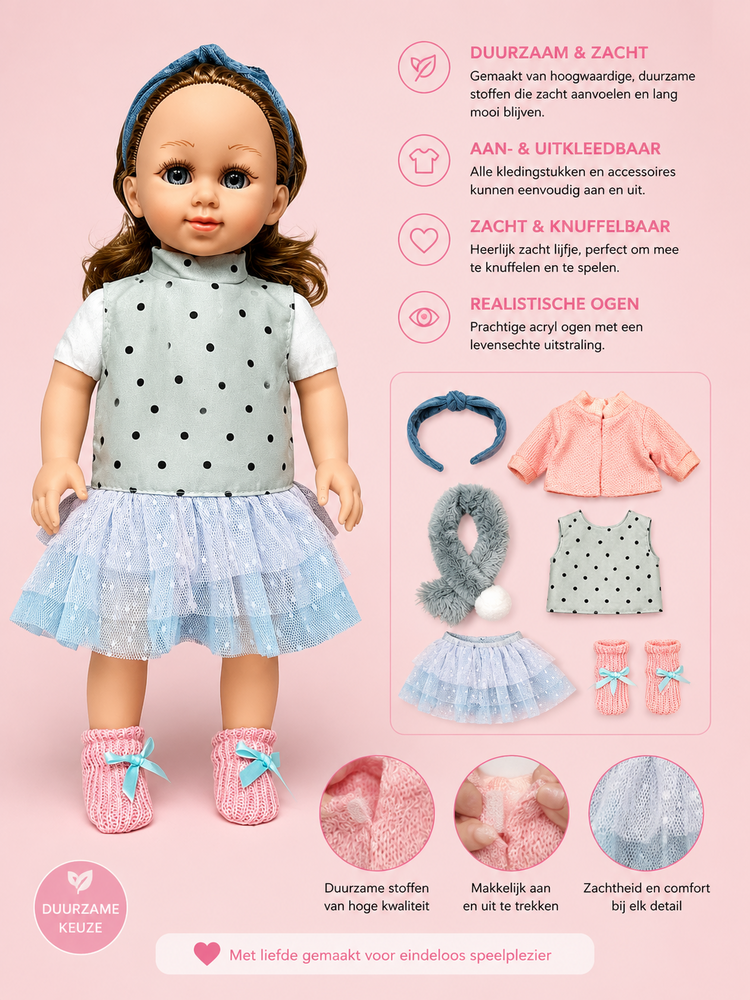 Cufan Knuffelpop  - zacht lijfje en Vinyl - Twinkle Twinkle Little Star muziekje - babypop 40CM