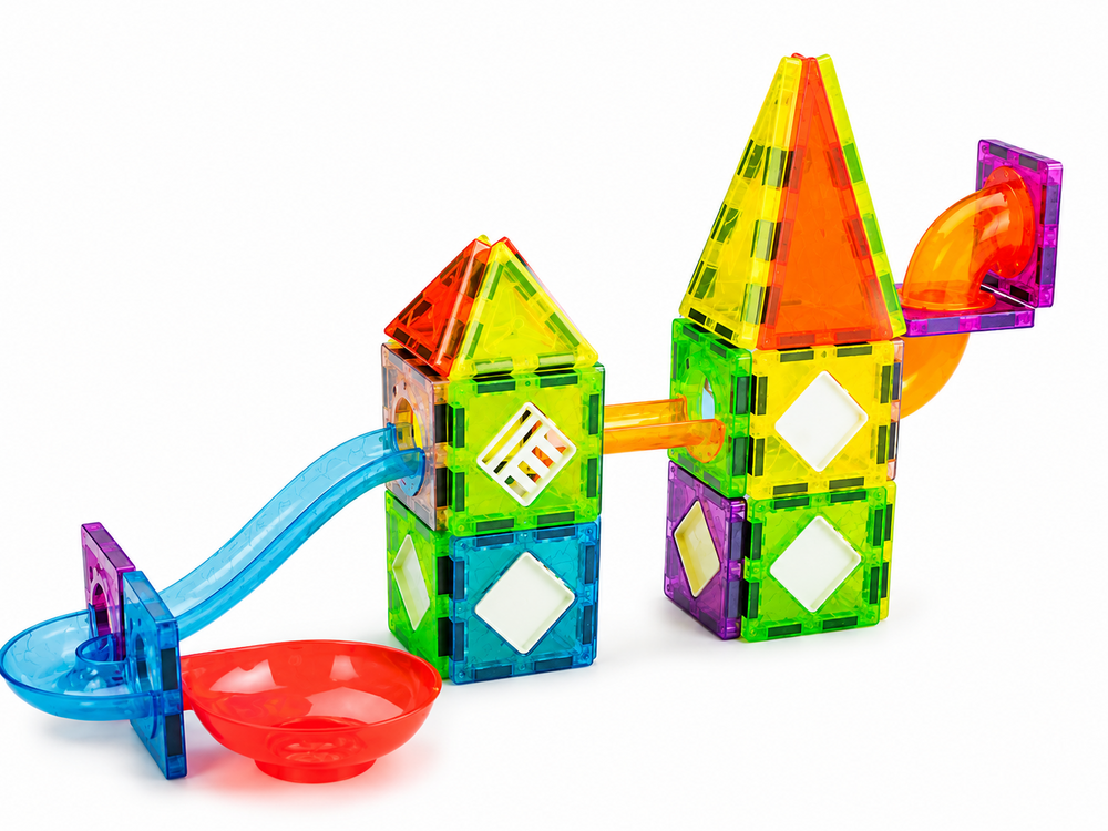 Magnetische Bouwstenen 96 Stuks &ndash; Bouwtegels Ruimtevaart &amp; Knikkerbaan