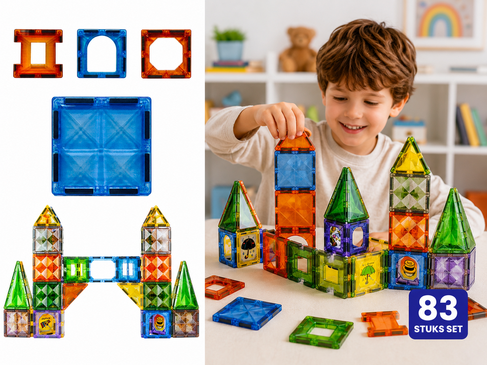 Magnetische Bouwstenen 83 Stuks &ndash; Magnetische Tegels Bouwset
