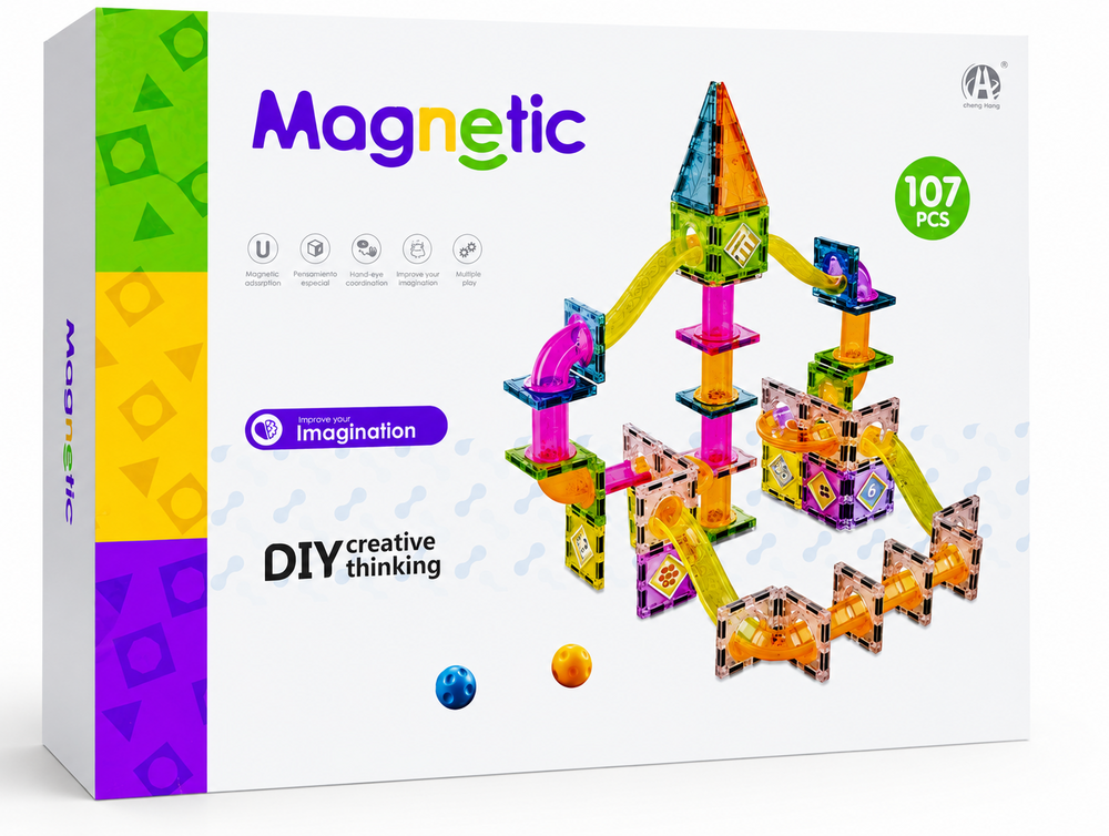 Magnetic - Magnetische stenen Knikkerbaan 107-delig &ndash; Creatieve Bouwset voor Kinderen