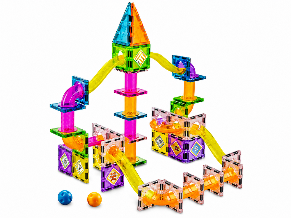 Magnetic - Magnetische stenen Knikkerbaan 107-delig &ndash; Creatieve Bouwset voor Kinderen