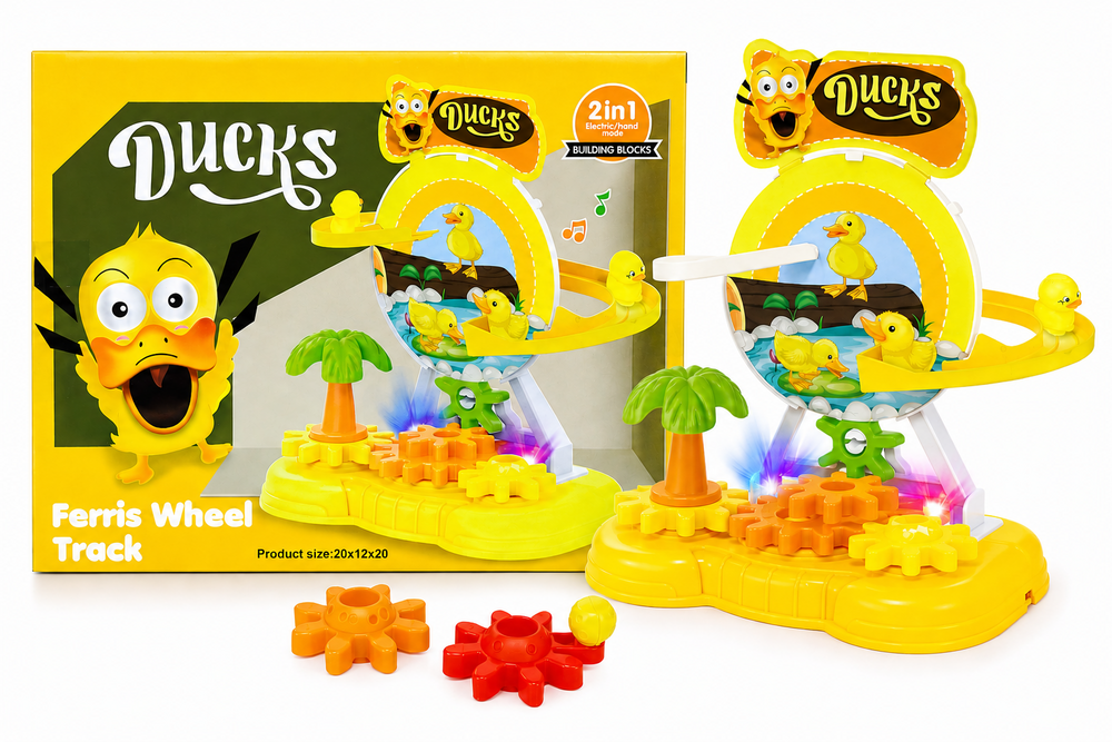 Ducks Eendjesbaan 2-in-1 &ndash; Automatische Eendjes Glijbaan met LED Licht &amp; Muziek