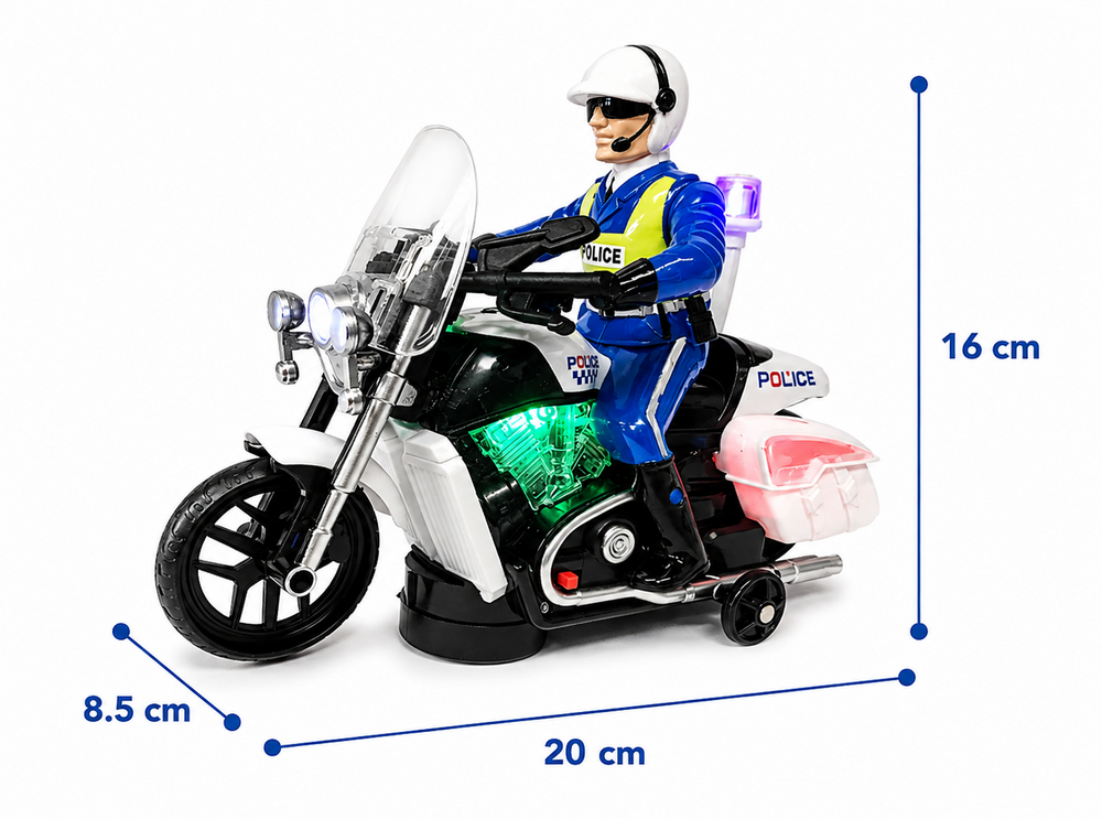 Politie motor met led flash light en politie geluiden - Police 20CM