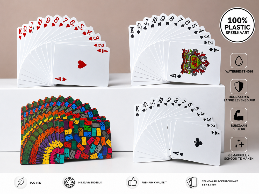 Plastic speelkaart - 100% plastic kaarten - HQ kwaliteit - waterdicht  - Domino print