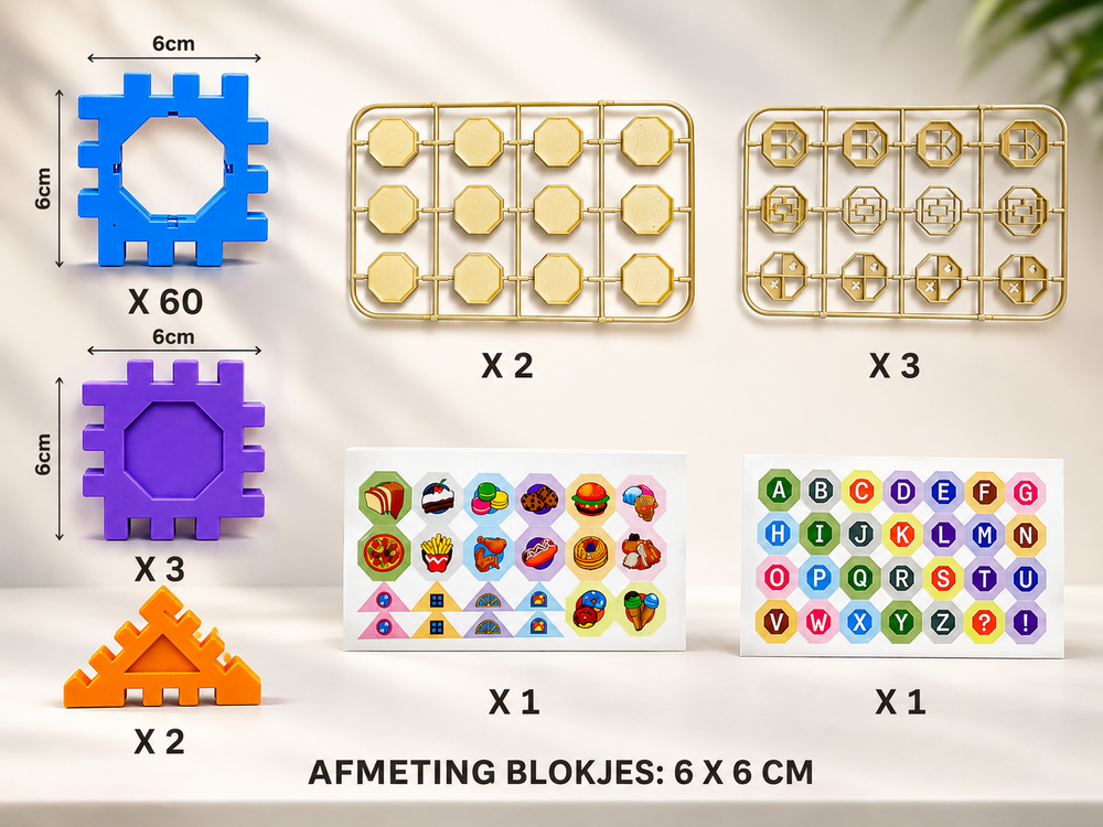 Bouwblokken Set 125-delig &ndash; DIY constructie bouwblokken &ndash; Educatief Constructiespeelgoed vanaf 3 Jaar