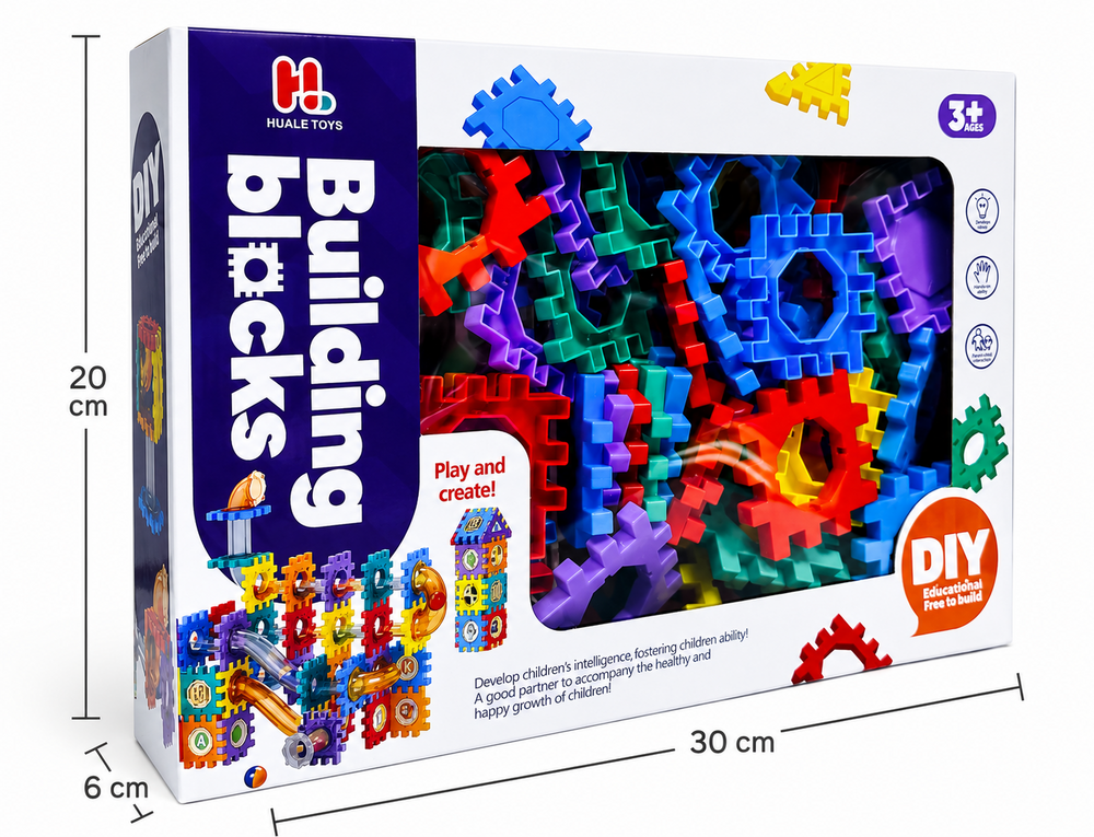 Bouwblokken Set 125-delig &ndash; DIY constructie bouwblokken &ndash; Educatief Constructiespeelgoed vanaf 3 Jaar
