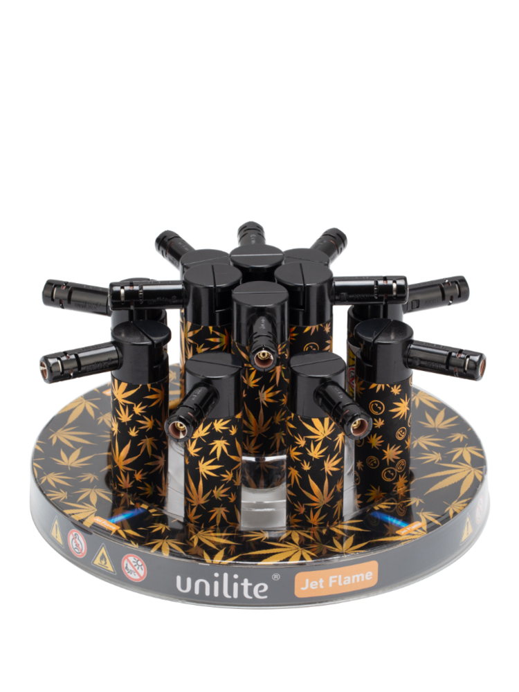 Unilite&reg; Jet Flame Havanna Cannabis Gold  - Wind Aanstekers &ndash; 12 stuks