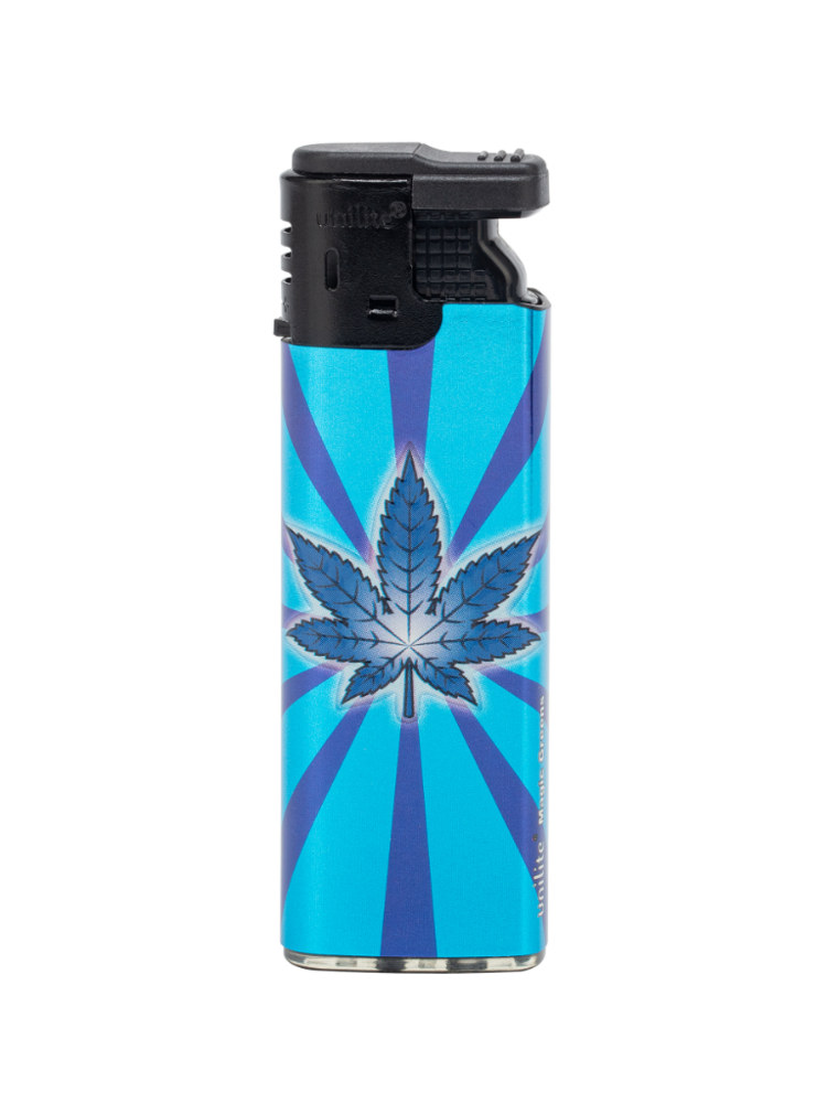 Powerful Turbo Lighters 50 pieces in tray - Magic Greens Cannabis print Unilite&reg;