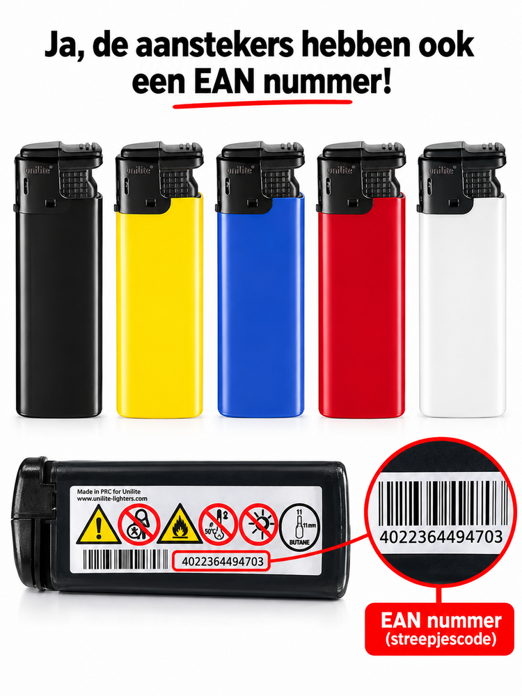 Turbo Aanstekers &ndash;  50 Stuks - HC-5 EAN - Krachtig Wind Aansteker - Unilite&reg;