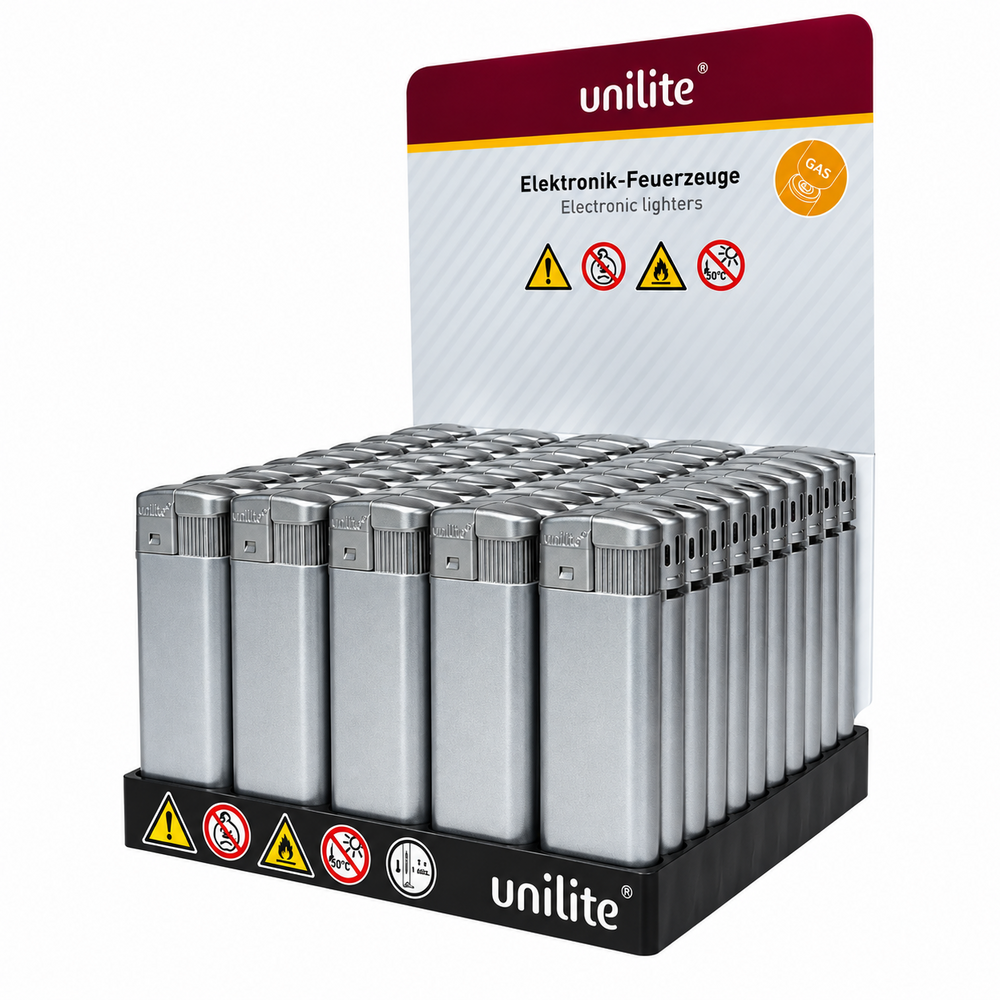 Blanco Bedrukbare Aanstekers &ndash; Zilver &ndash; 50 Stuks in Tray