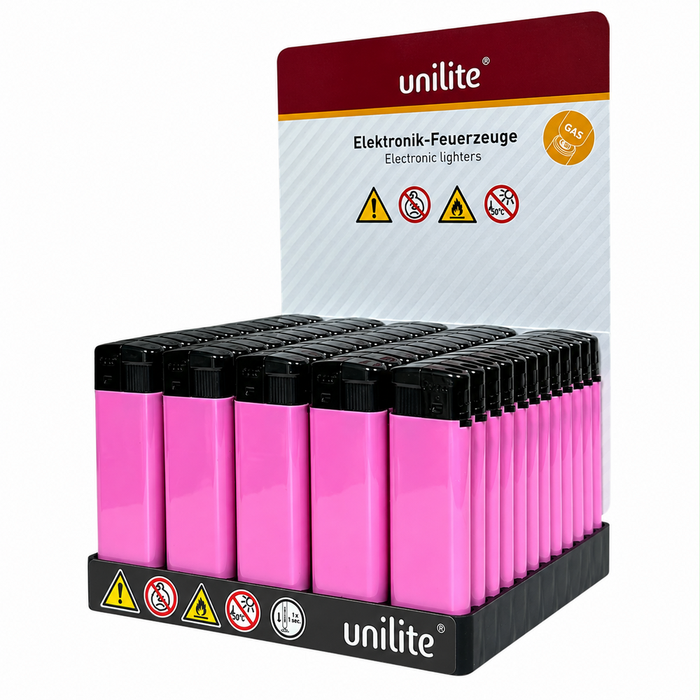 Unilite NC Roze Blanco Bedrukbare Aanstekers &ndash; Zacht vlam - 50 stuks