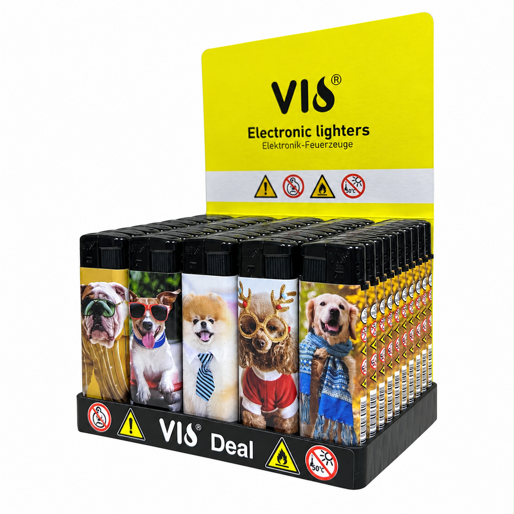 Aanstekers met Hondjes &amp; Puppies print - 50 stuks in Tray &ndash; Navulbaar 