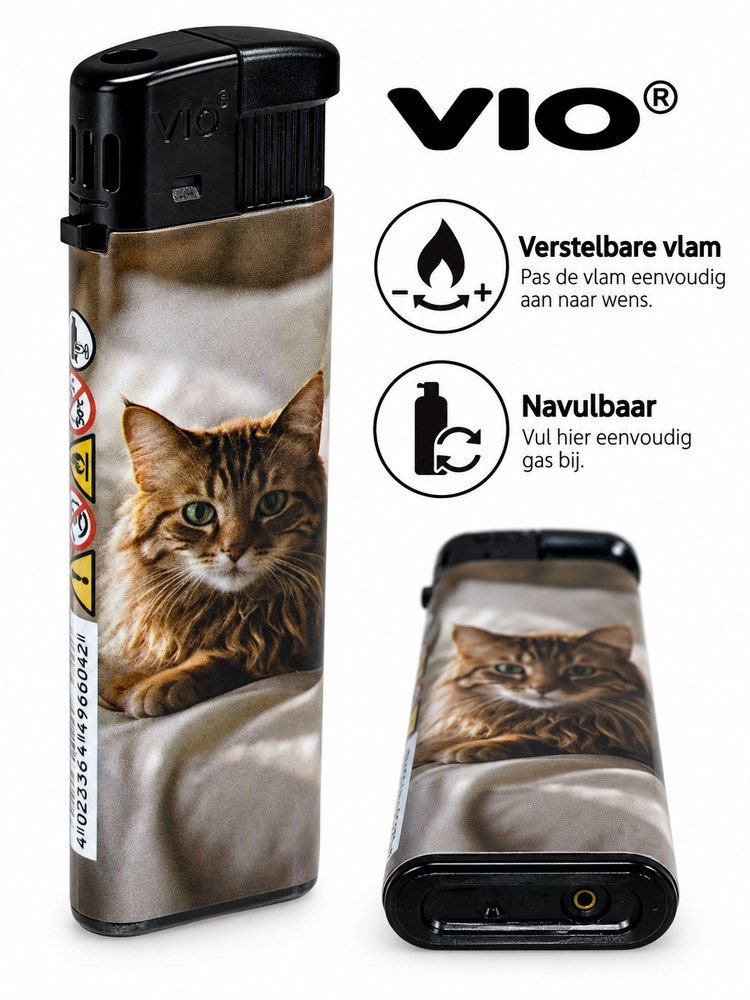 50 Luxe Navulbare Aanstekers in Tray &ndash; Katten &amp; Poezen Design &ndash; Zachte Verstelbare Vlam
