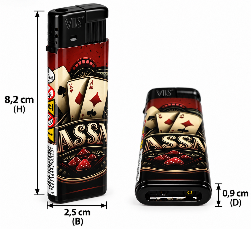 Aanstekers 50 stuks - Casino Poker Design  &ndash; Navulbaar &ndash; Zachte Verstelbare Vlam